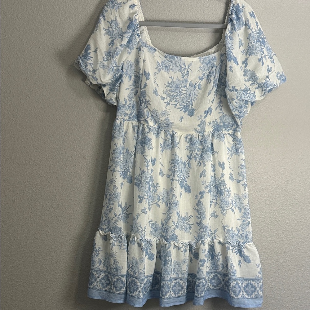 Blu Pepper Blue Floral Patterned Dress
